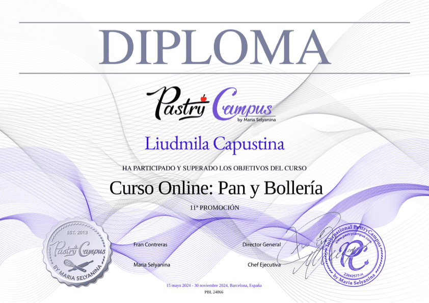 Diploma Curso Online Pan y Bolleria
