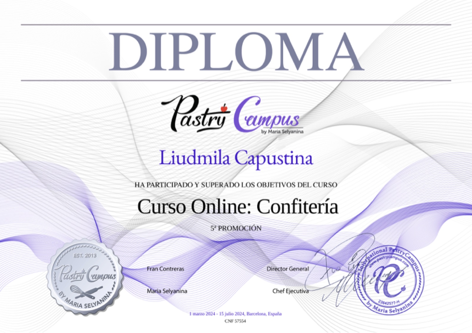 Diploma Confiteria